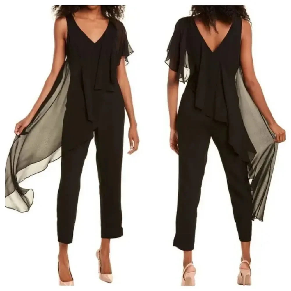 Trina Turk Women's Black April 100% Polyester Sleeveless V-Neck Jumpsuit…